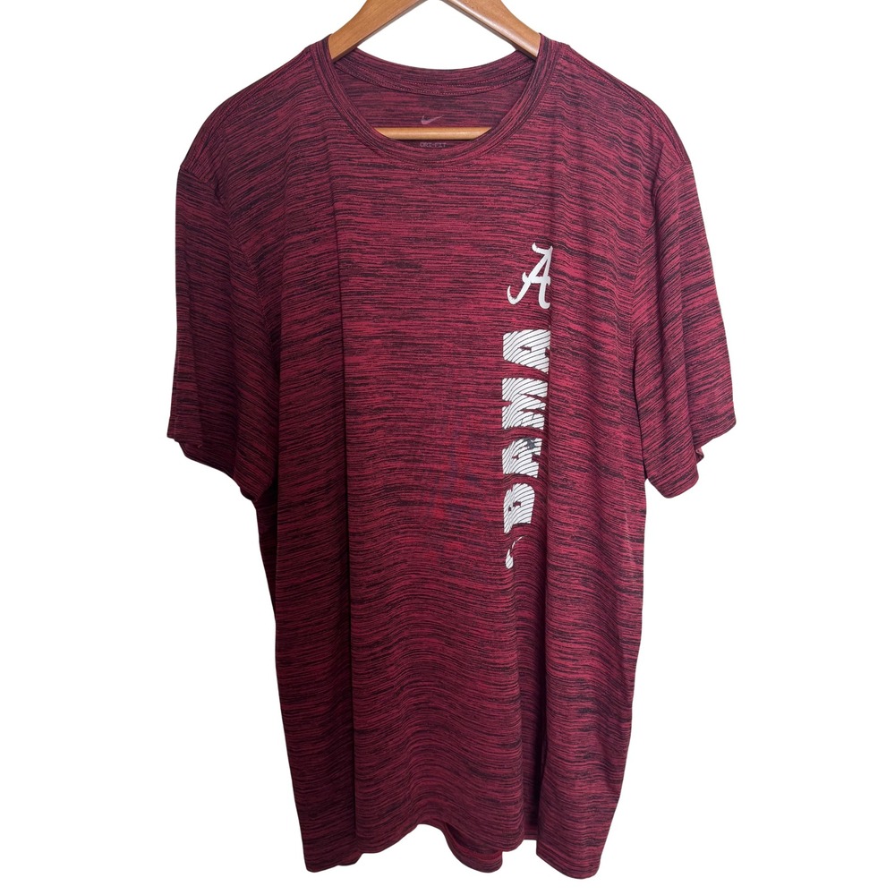 Nike Alabama Crimson Tide Mens 2XL Dri-FIT T-Shirt Maroon Heather Bama Logo Tee